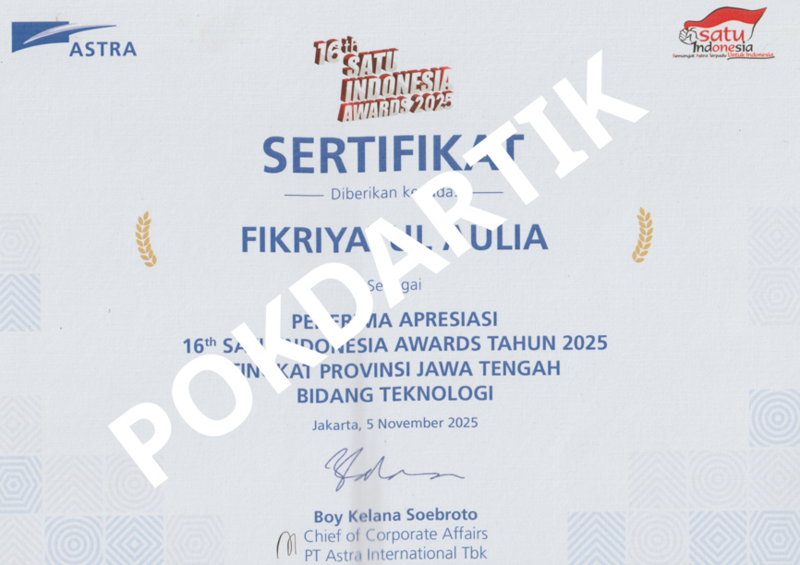 Implementasi IPV6 Pokdartik Masuk Nominasi Satu Indonesia Award 2025 Provinsi Jawa Tengah